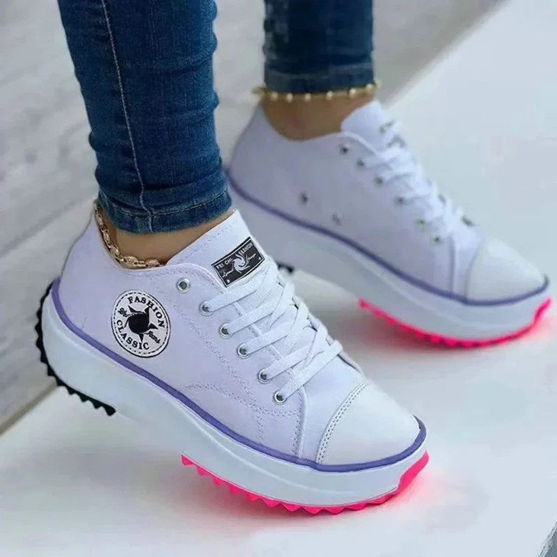Shoes for Women Classic White Canvas Sneakers Fashion Platform Women Casual