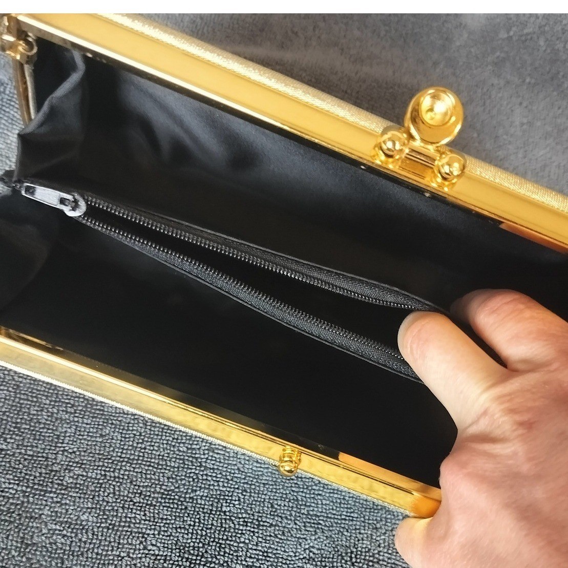 Vintage Gold Hard Shell Evening Clutch Gold