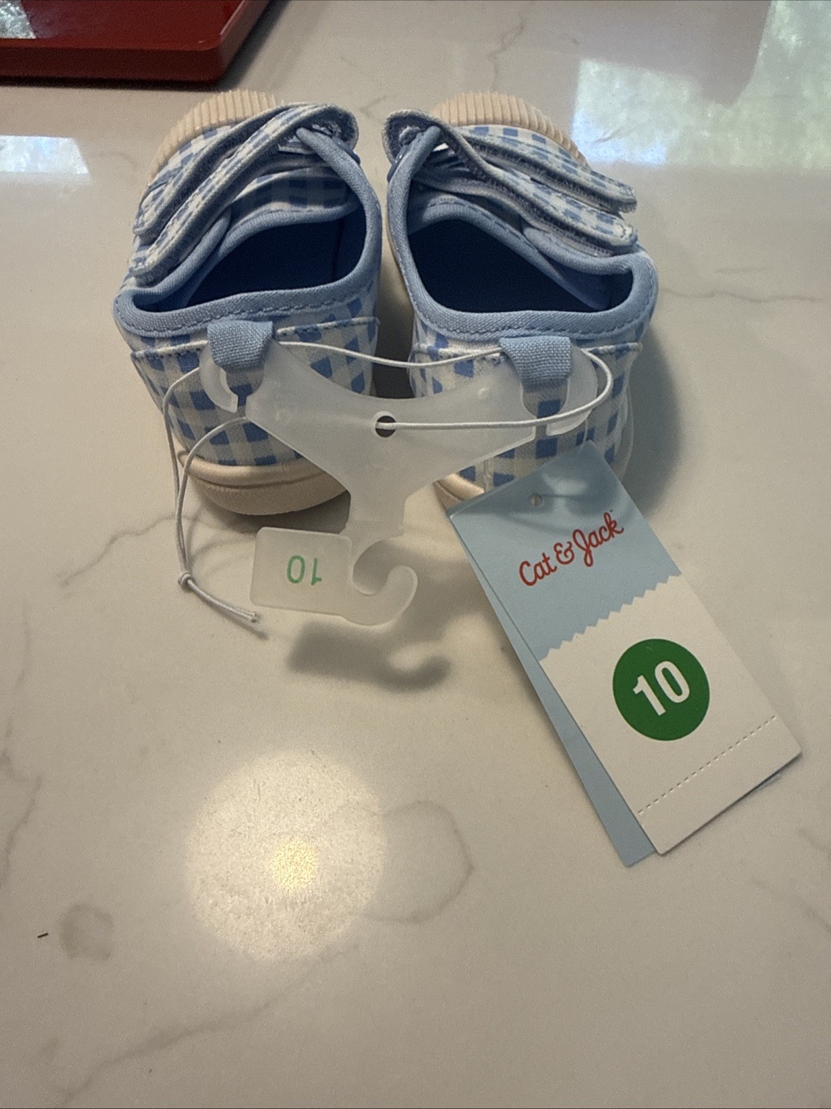 Cat & Jack Shoes Kids Size 10 Blue Gingham Parker Sneaker Hook & Loop Casual