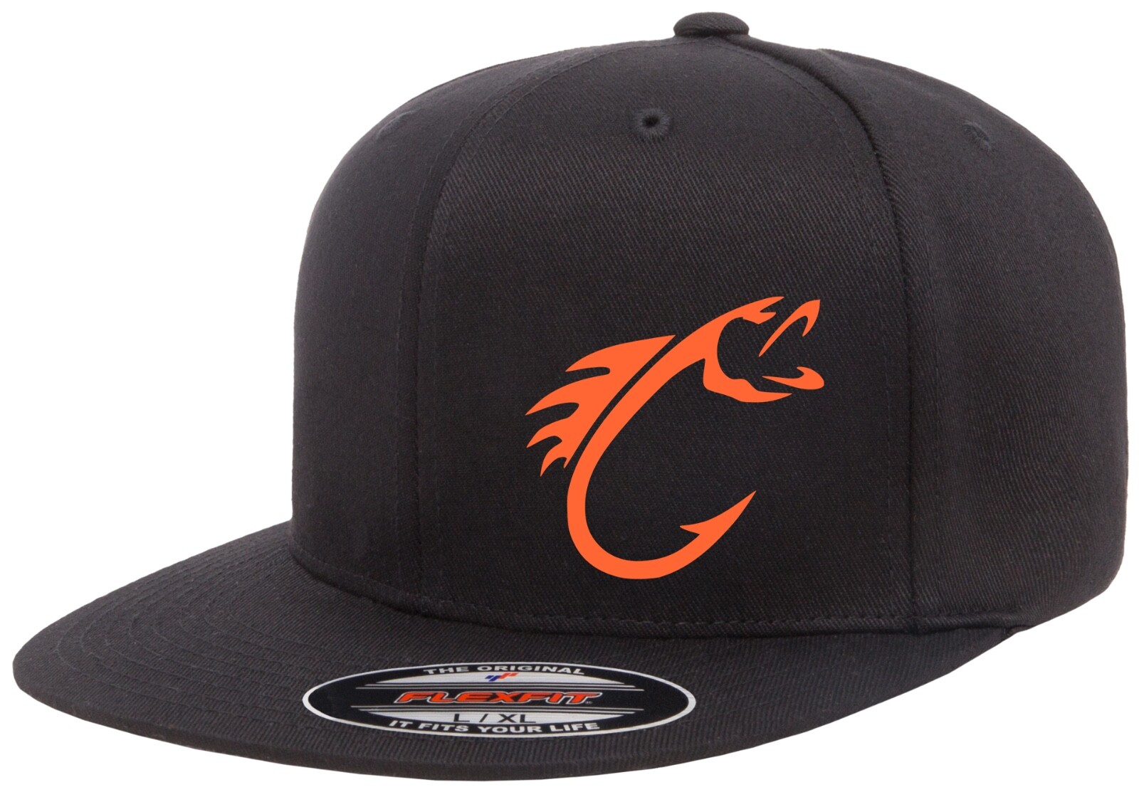 FISHING HOOK FISH FLEXFIT 6297F FLAT BILL HAT *FREE SHIPPING in BOX*