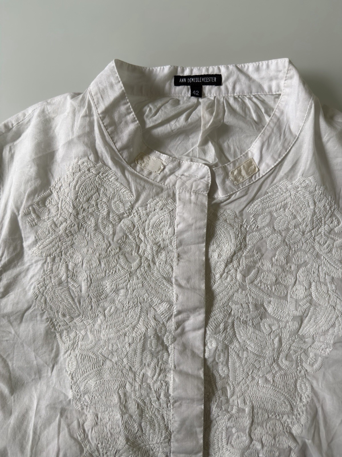 Ann Demeulemeester Embroidered Flared Sleeve Button Shirt (Size 42) Oversized