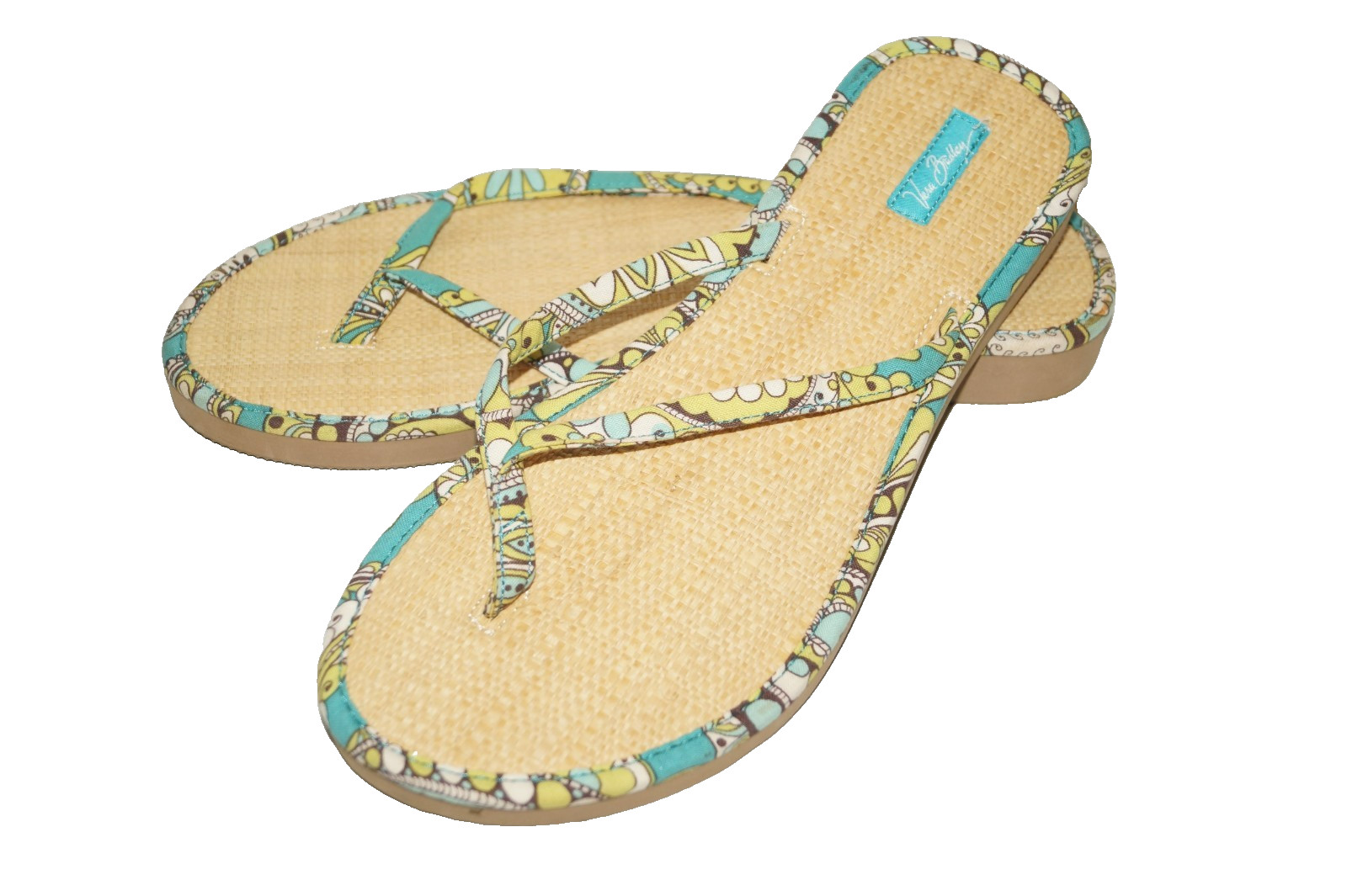 Vera Bradley Straw Sandals Flip Flops Peacock LARGE 11 Inches Womens Espadrilles