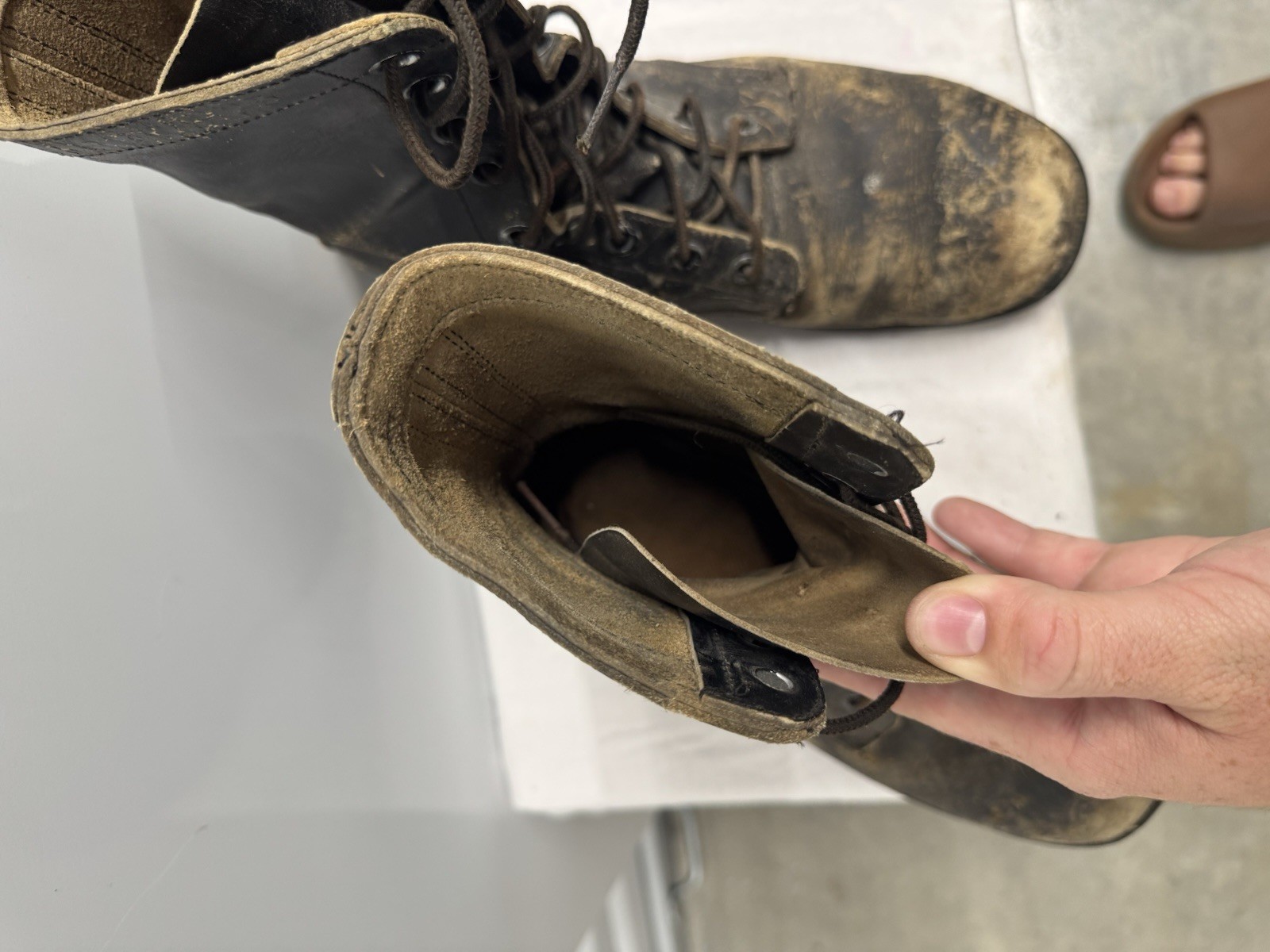 Vintage Military Boots Size 8.5 USA Black Leather Lace Up Military Combat