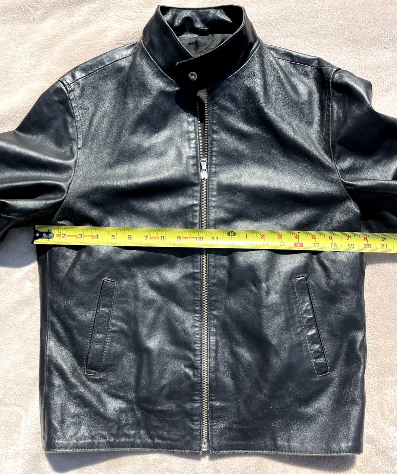 Vintage Vera Pelle Gardini Men’s Black Leather Jacket Zip Made In Italy size XS