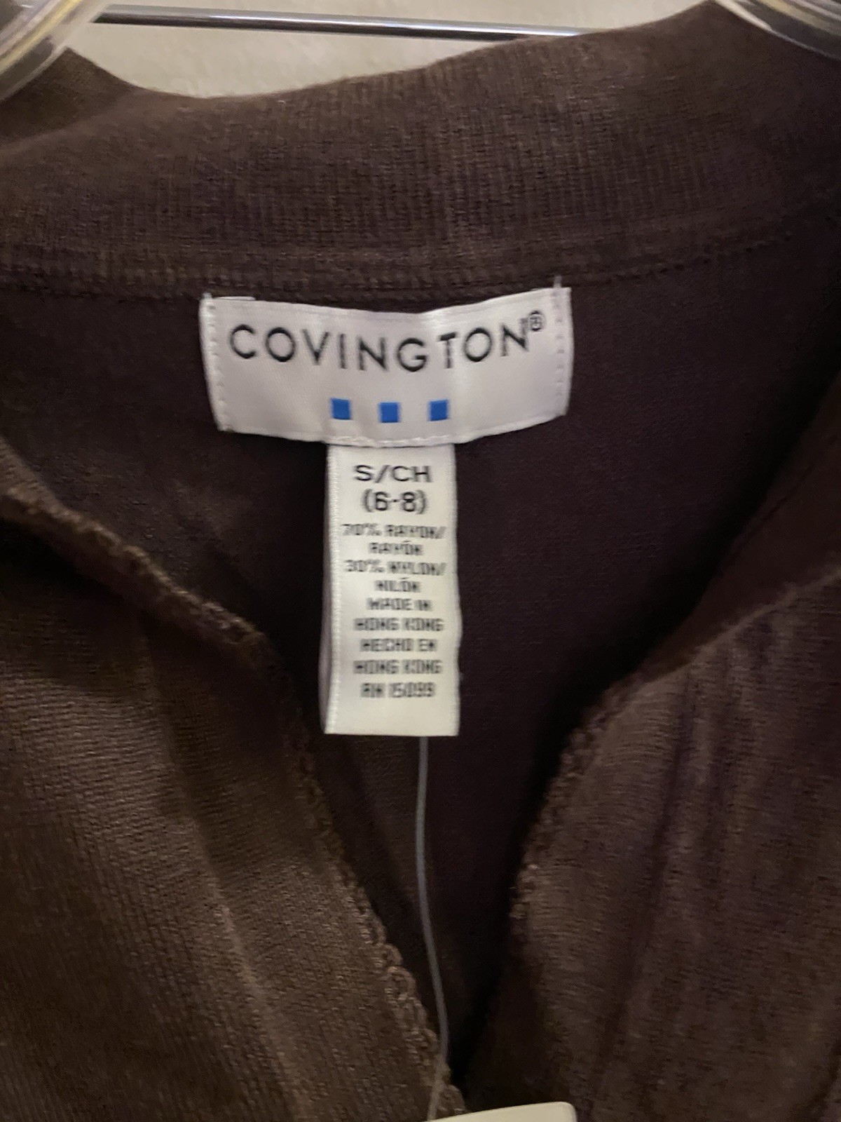 Covington Women’s Shirt Brown S Small 6 8 Collar & Pocket Bust 32” New NWT