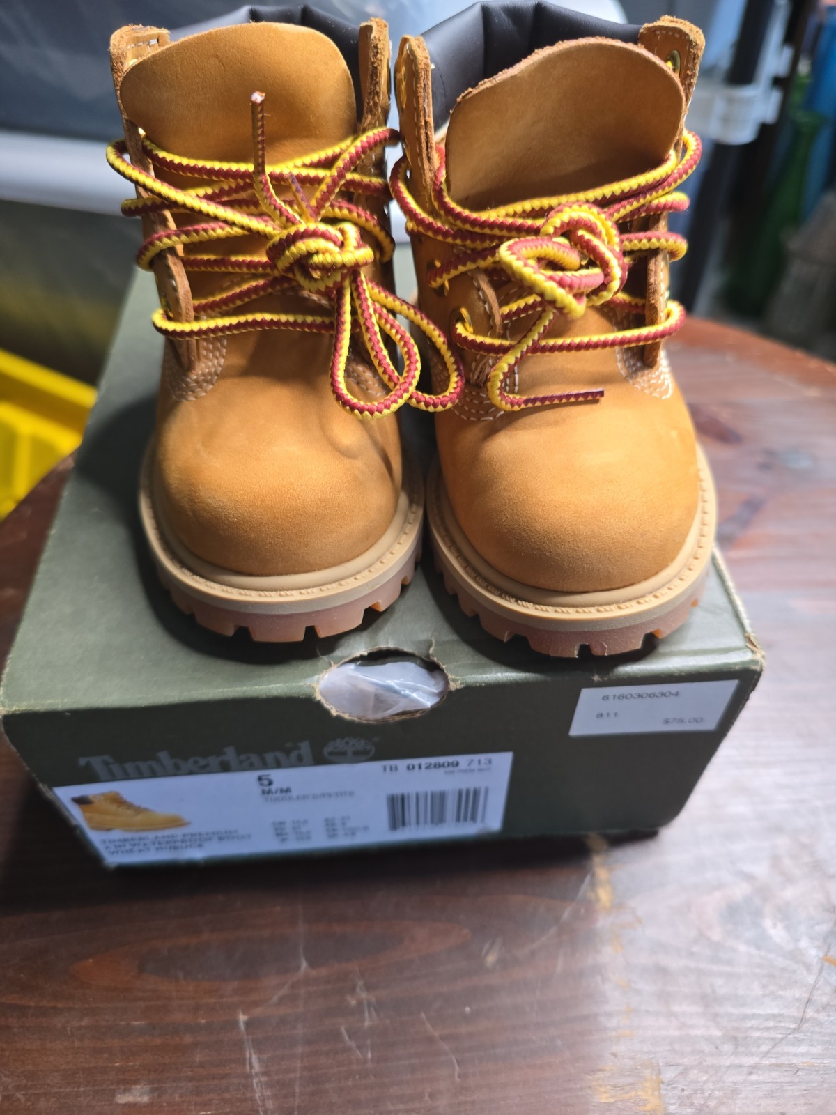 [TB0 12809] NEW TODDLER TIMBERLAND PREMIUM 6″ WATERPROOF BOOT WHEAT NUBUCK 5 M