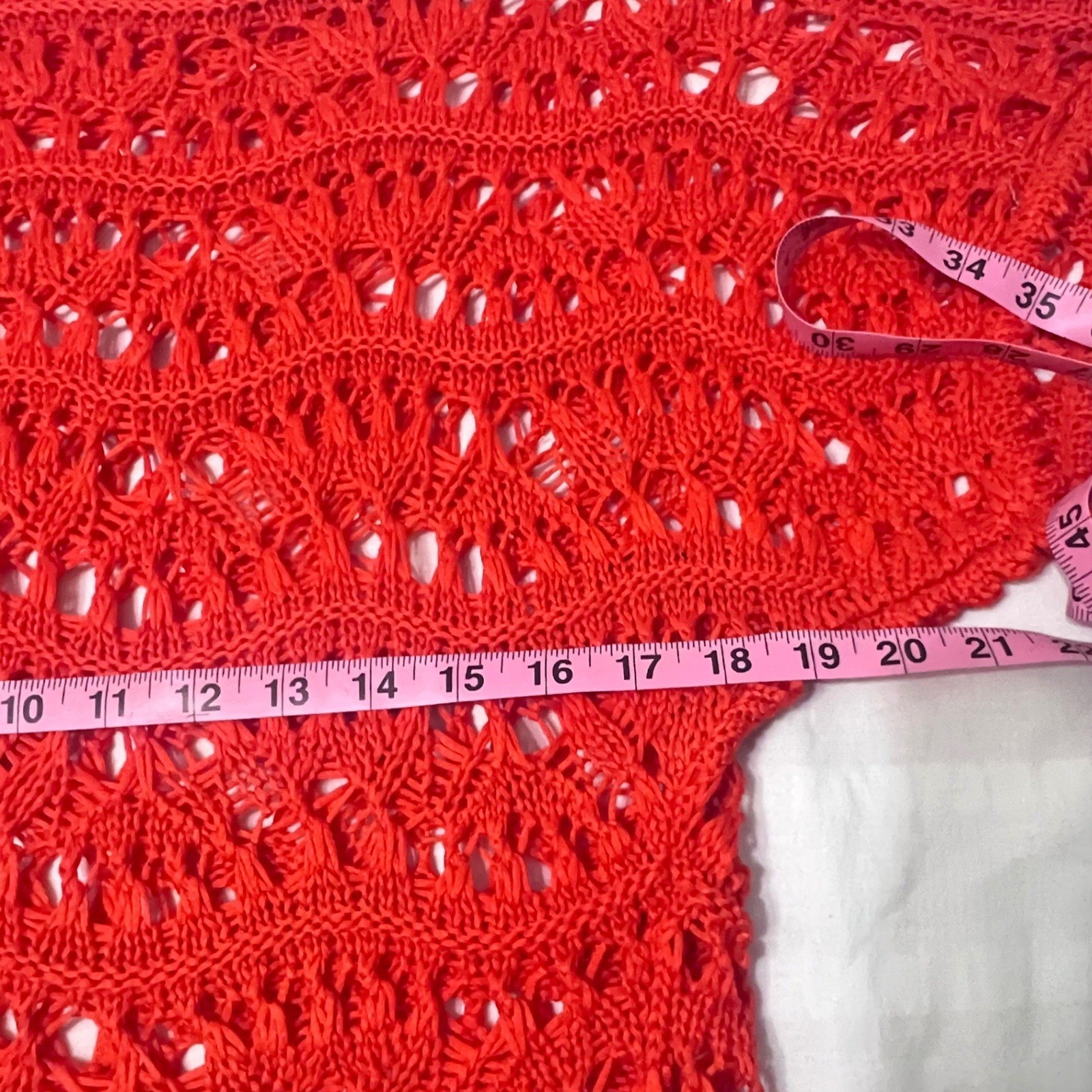 Cato Womens Fire Orange Crochet Open Weave Airy Dolman Sleeve Resort Top Small