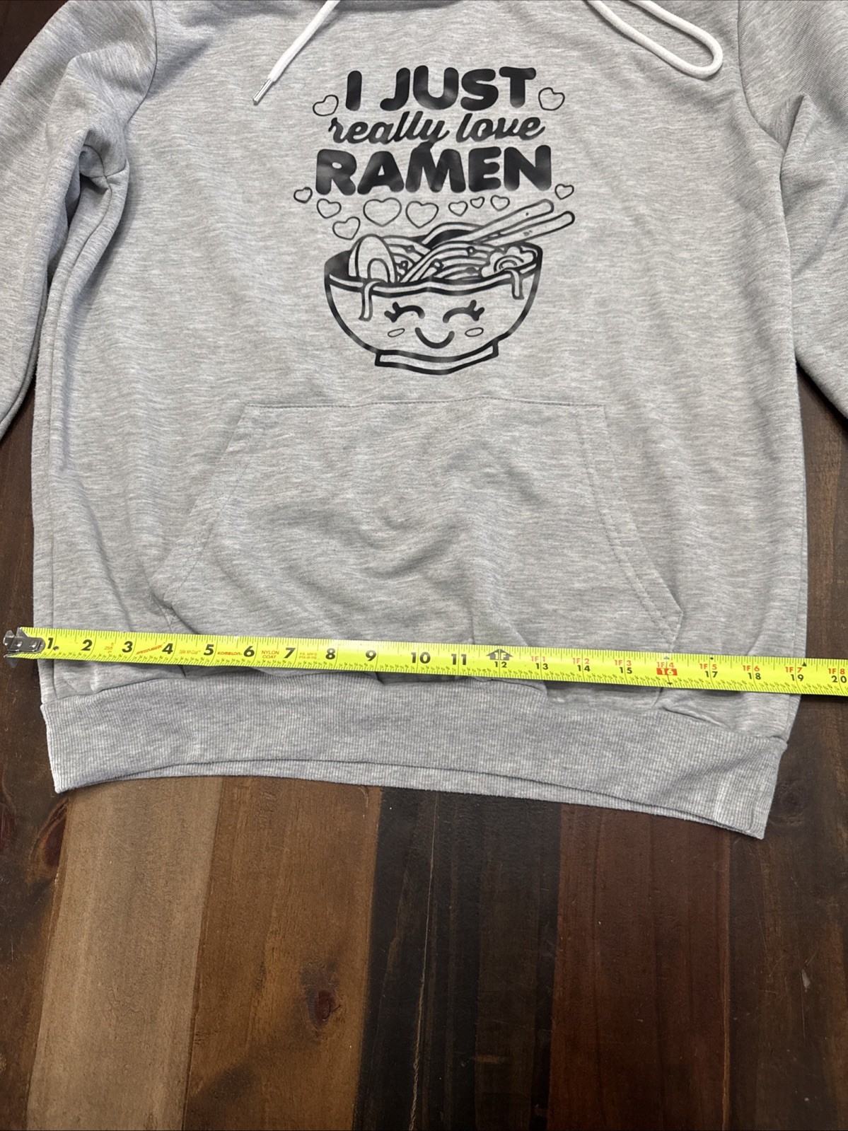 I Just Really Love Ramen Anime sketching Grey pull over hoodie size M Unisex