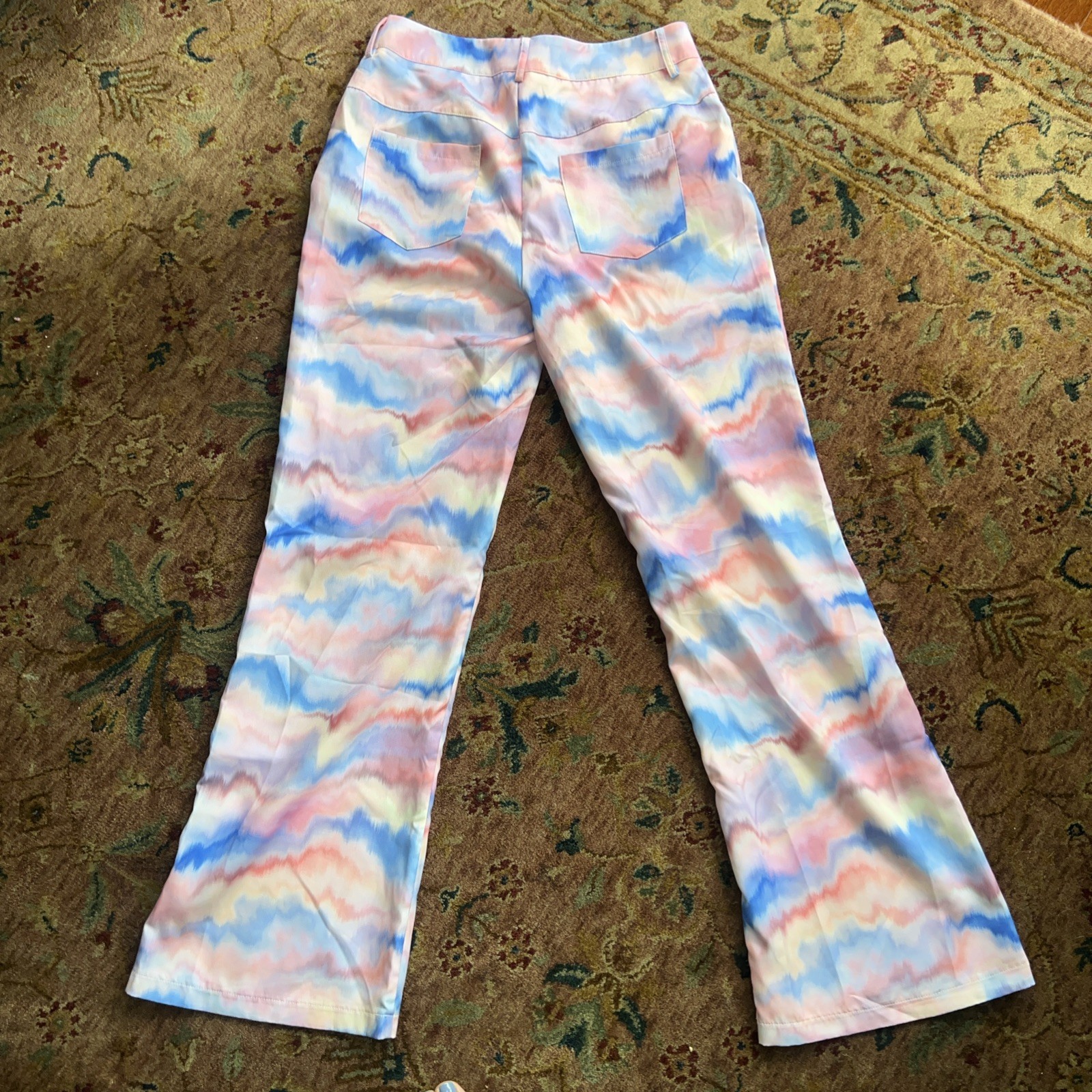 Cider Wide-Leg Pants L Pastel Tie Dye Watercolor Relaxed Flowy Boho Festival