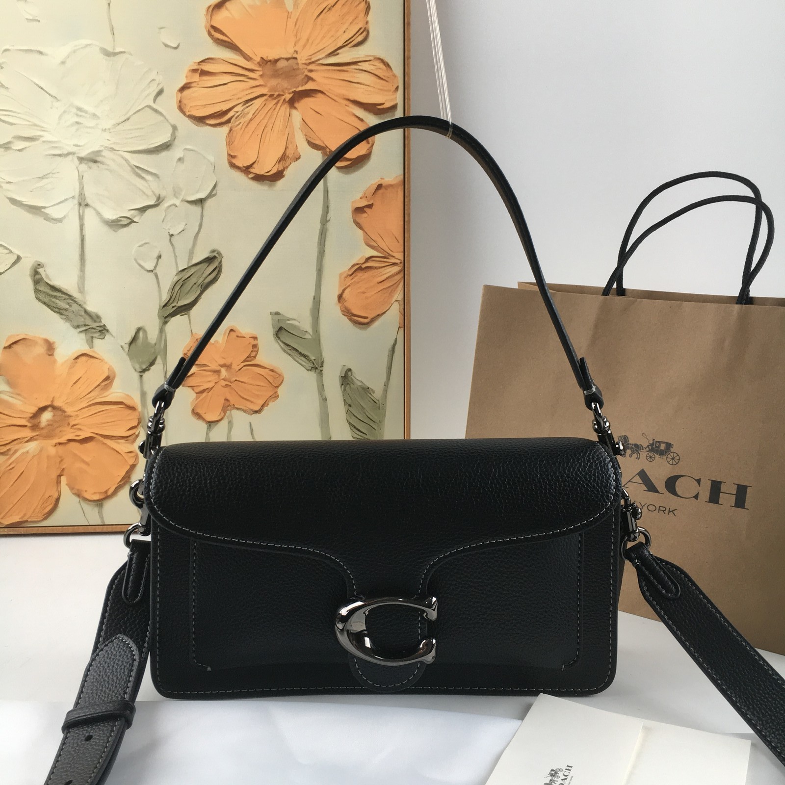 Coach Tabby Shoulder Bag 20 CM546 Black Pebble Leather 2WAY Outlet New Japan