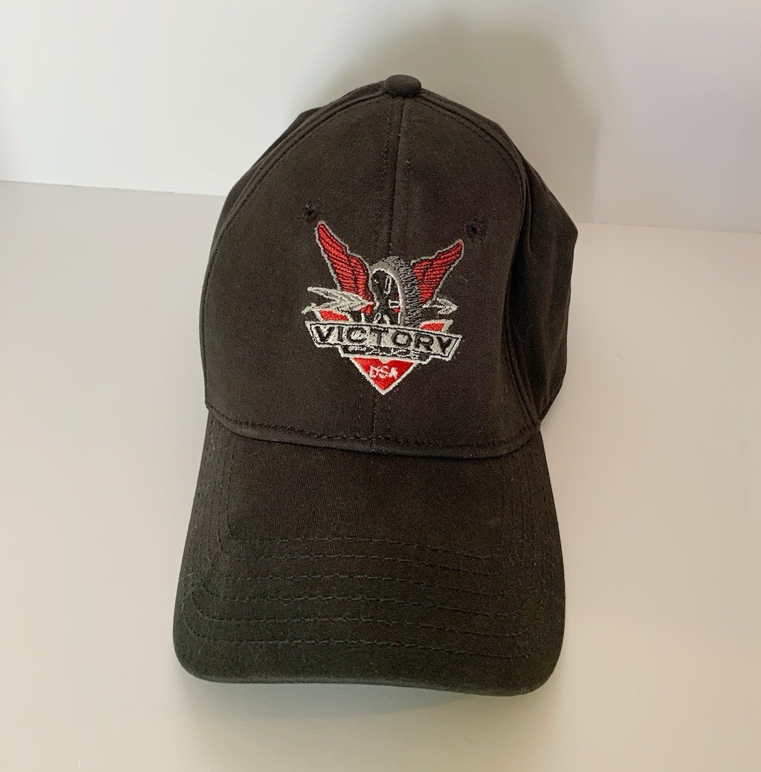 Victory Motorcycles Hat Black Eagle Logo OTTO Flex L/XL Fitted Stretch Cap
