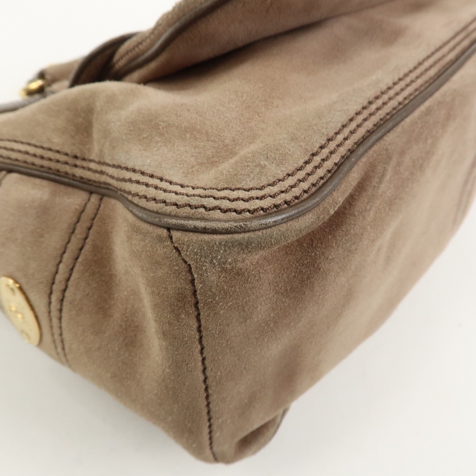 CELINE Boogie Bag Suede Leather Hand Bag Beige Brown Authentic Used F/S