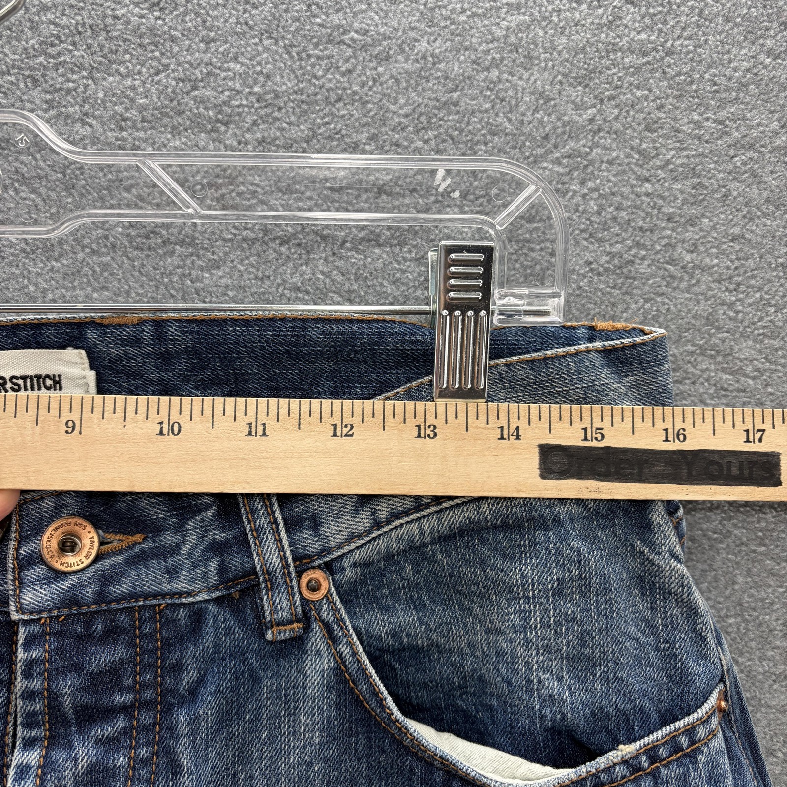 Taylor Stitch Democratic Jeans Mens 32×32 Blue Selvage Button Fly Denim Organic
