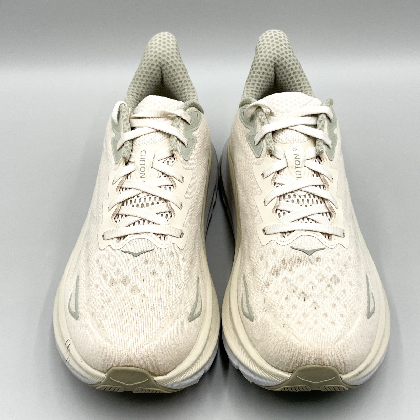 Hoka Clifton 9 Mens 9D Road Running Shoes Oat Milk Barley Chunky Sneaker Gym