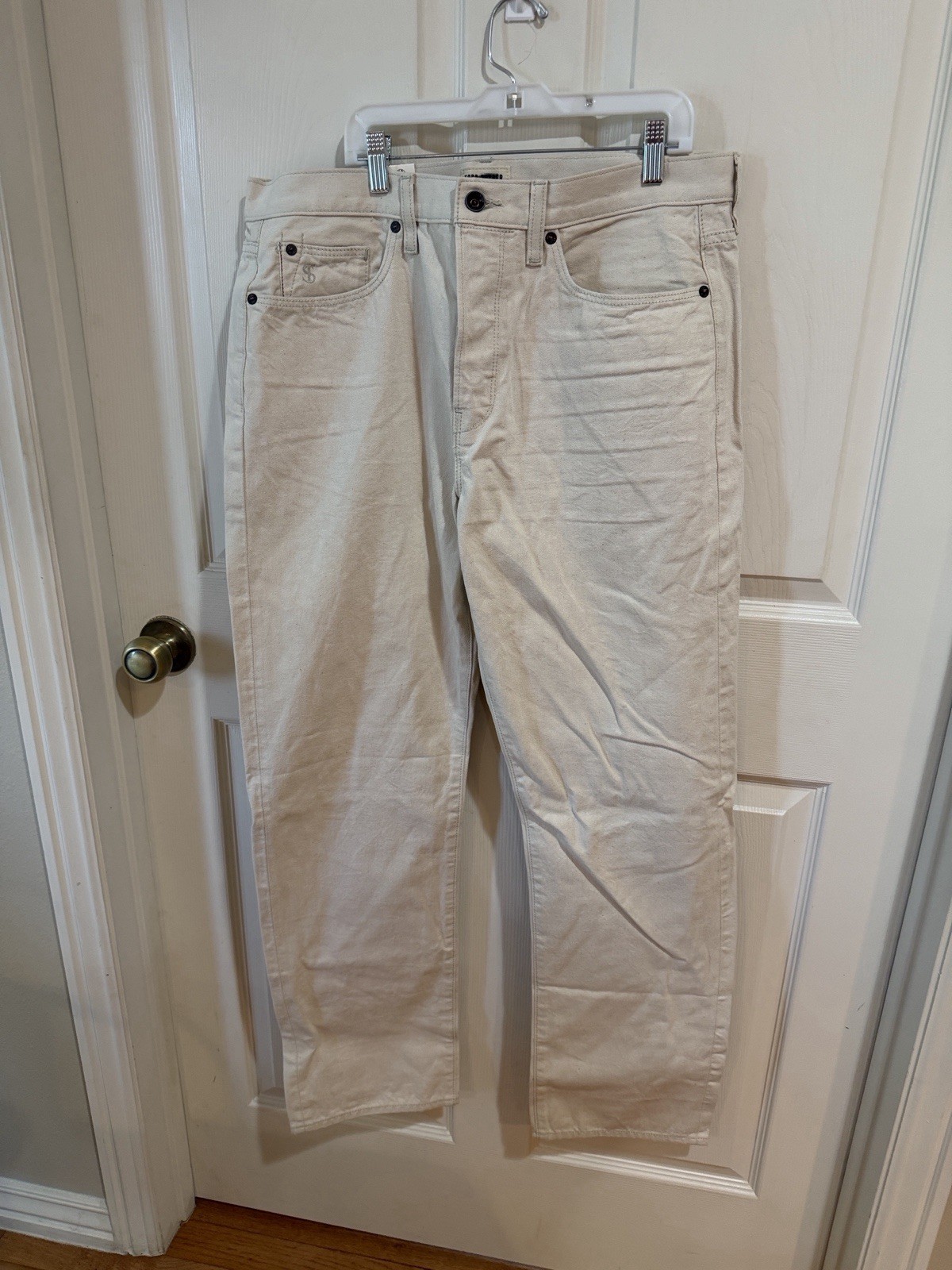 Todd Snyder Cream Straight Fit Button Fly Jeans Sz 34/32. New. Box1