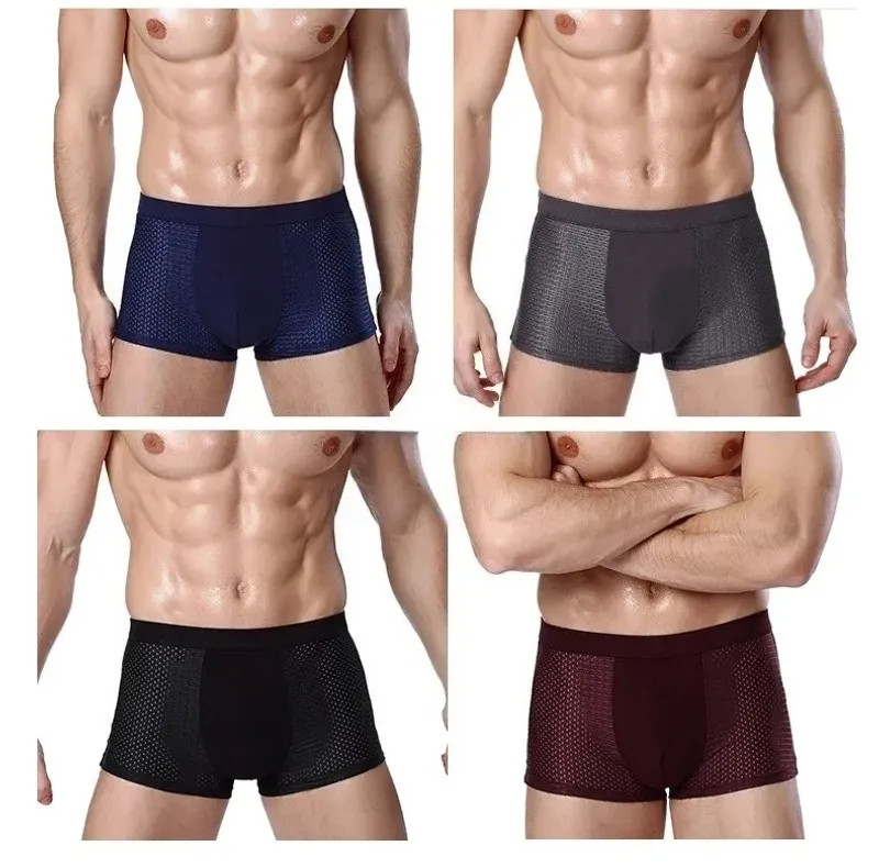 Plus Size 8XL Bamboo Boxer Shorts for Men 4-Pack – Breathable Moisture