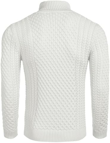 Coofandy Sweater Soft Solid Mens Slim Fit Turtleneck Casual Knitted Twisted