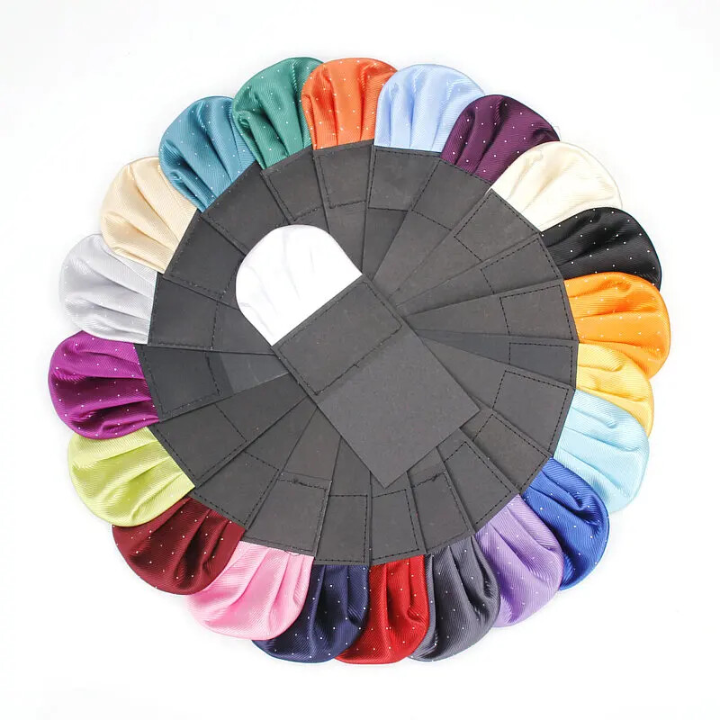 Men’s Satin Silk Pre Folded Pocket Square Hankie Hankerchief Polka Dot Party ,