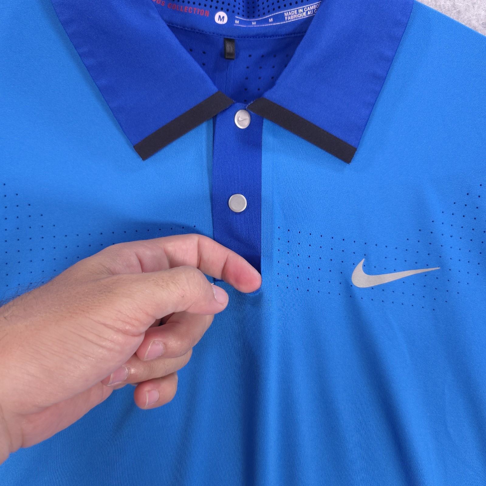 Nike Tiger Woods Golf Perforated Swoosh Advisory Staff Polo Shirt Mens Medium