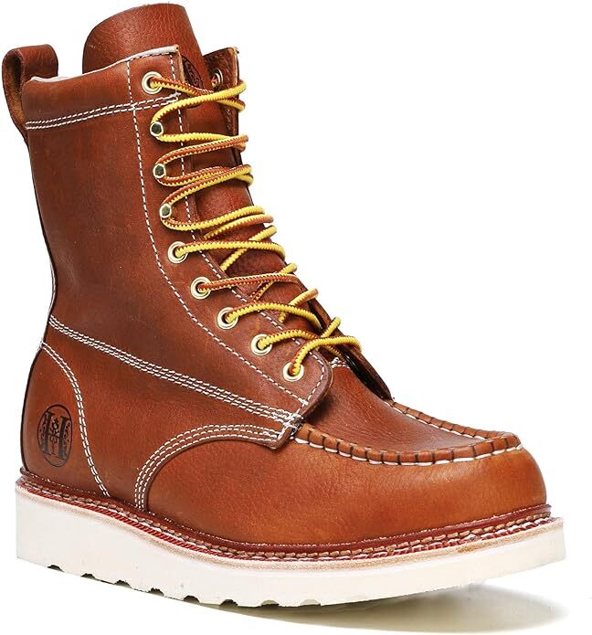 Stylish Classic 8″ Soft Toe EH Leather Slip Resistant Breathable Mens Work Boot