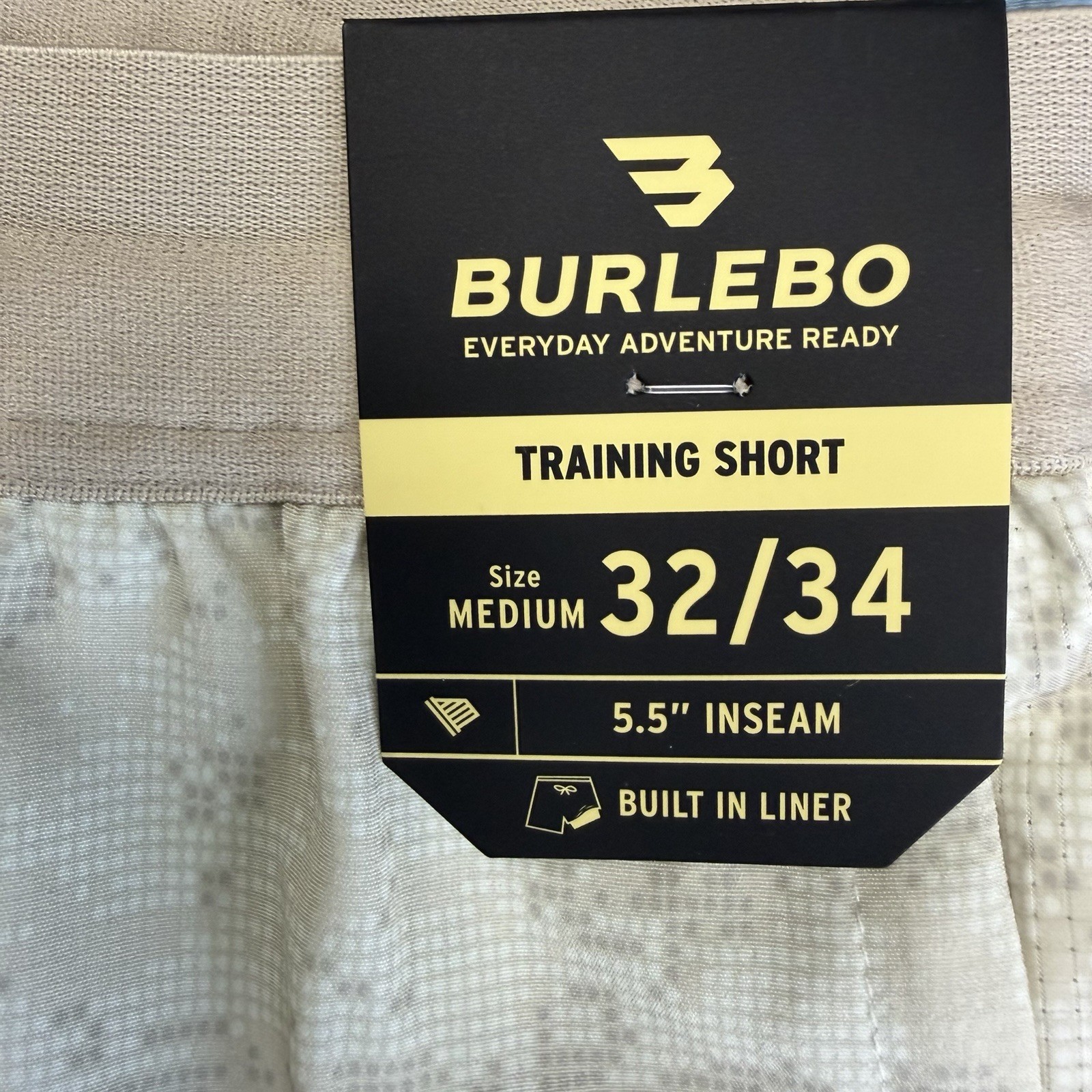 NWT Mens Burlebo Training Shorts Digi Camo Ivory Performance Stretch Size Med