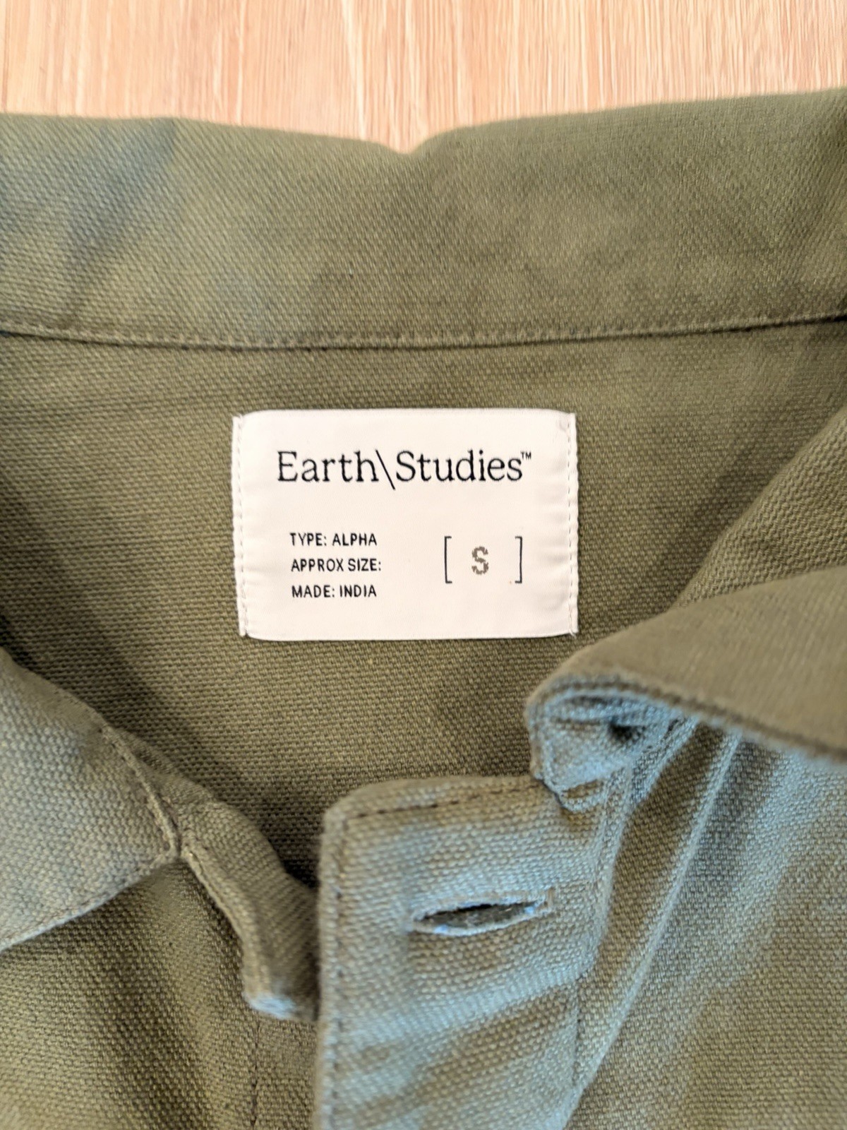 Earth Studies Men’s Green/Beige Button Front Jacket w/ Pockets Size S