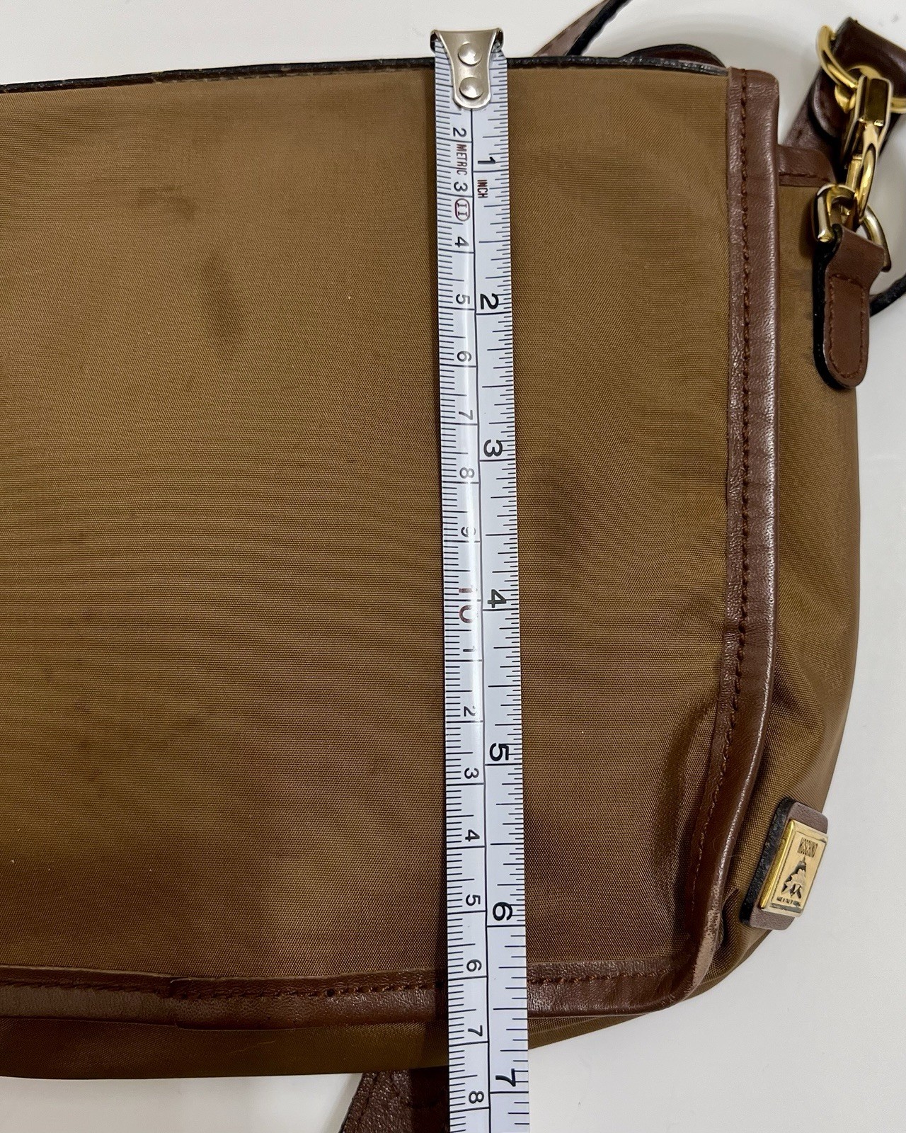 MOSCHINO by REDWALL Tan Nylon + Leather Vintage Crossbody Shoulder Bag