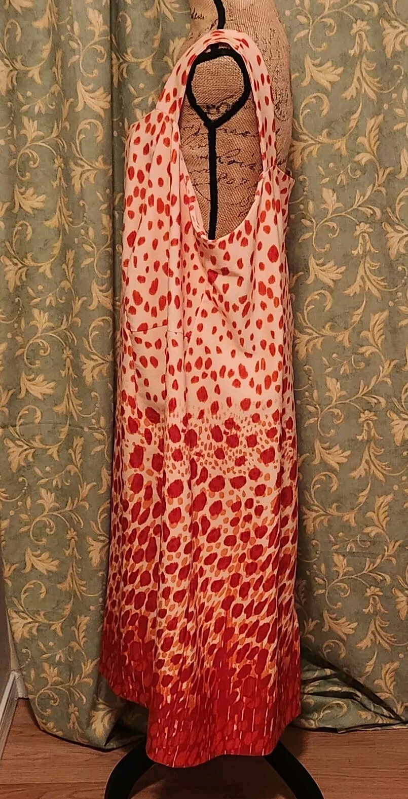 Maya Brooke Women’s 24W Coral Red Sleeveless Ombre Spotted Sheath Dress