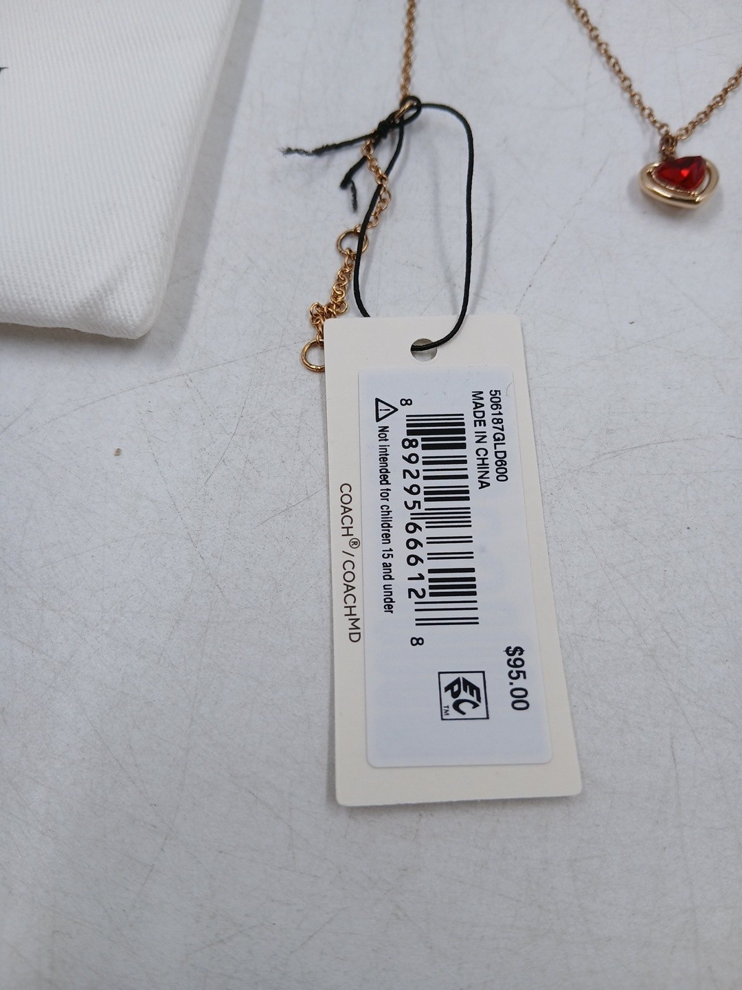 Coach Red Stone Heart Red Necklace Gold Plated (Z3-B16)