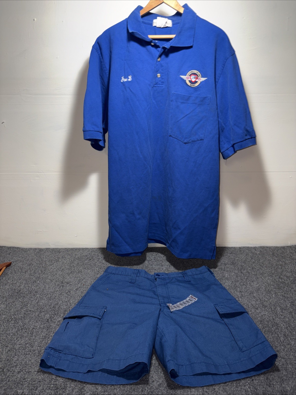 Southwest Airlines SWA Employee Polo Shirt Men’s XL And Shorts Blue