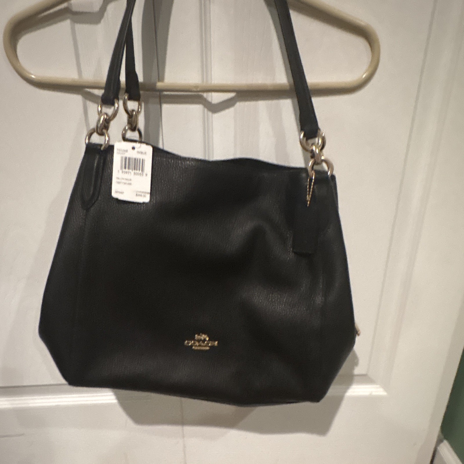 Coach Hallie Shoulder Bag in Refined Black Pebble Leather