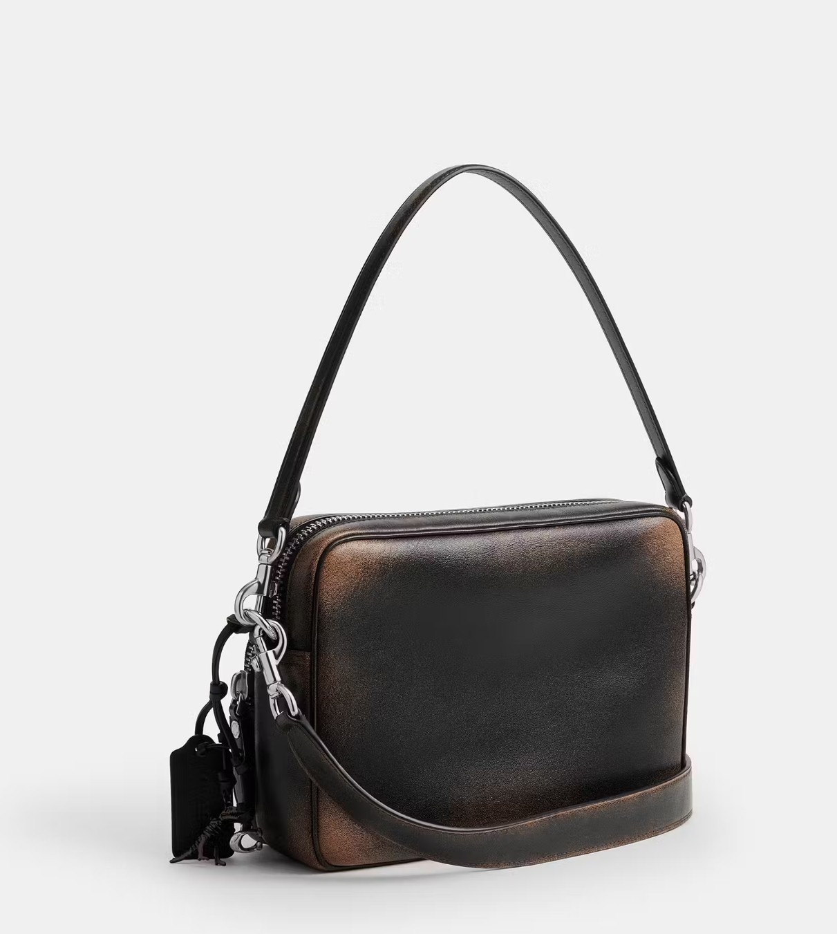 COACH Dakota Crossbody Bag In Loved Leather Black Light Tan CDS84 Y4B NWT