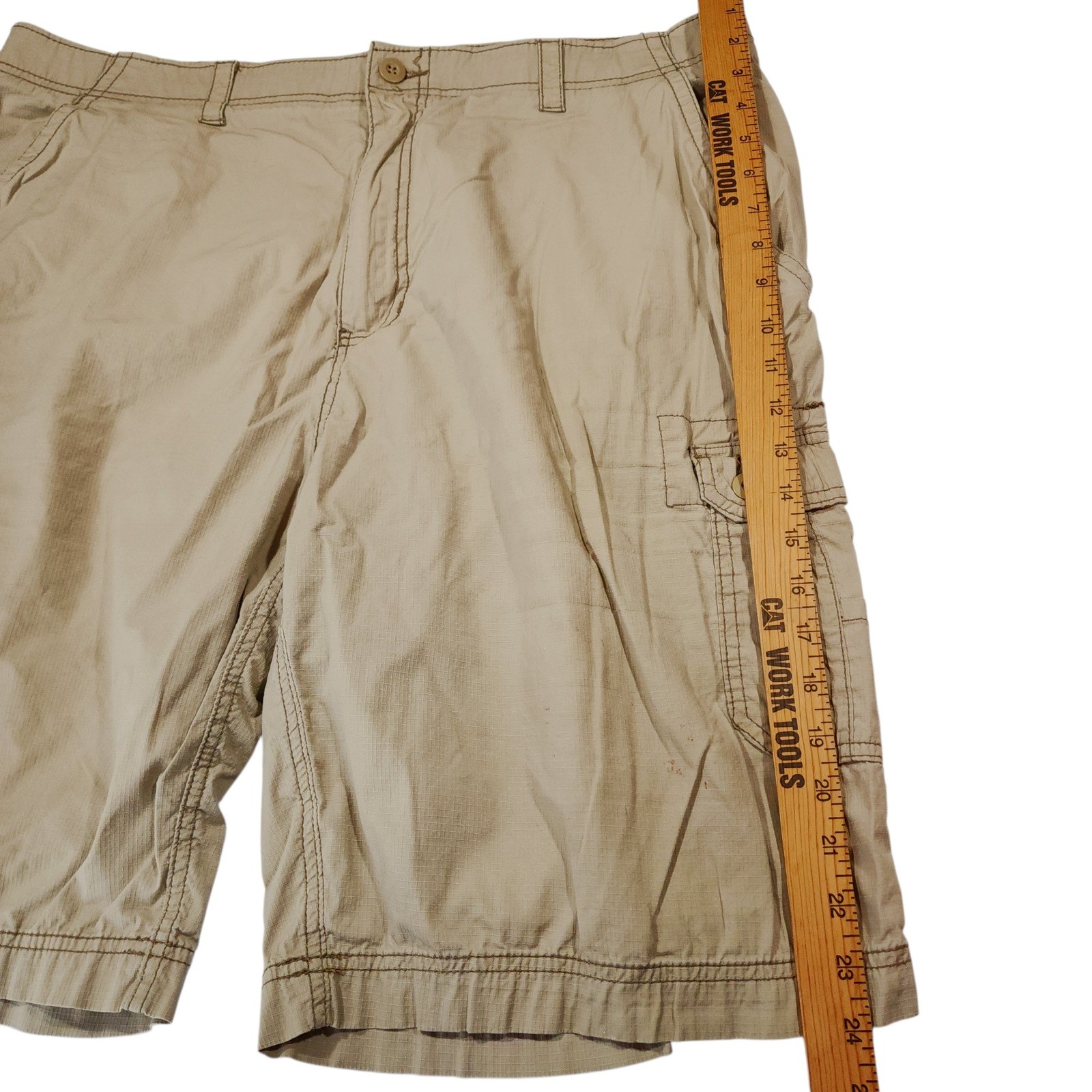 WearFirst Cargo Short 42 Men Beige Ripstop Skater Grunge Streetwear Hike 11″ 24″