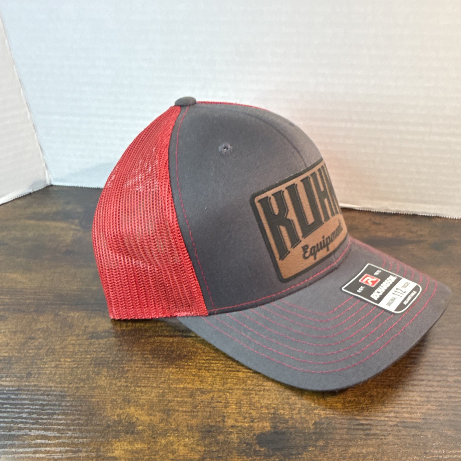 Richardson KUHN Equipment Trucker Hat Gray/Red Mesh Back Adjustable One Size