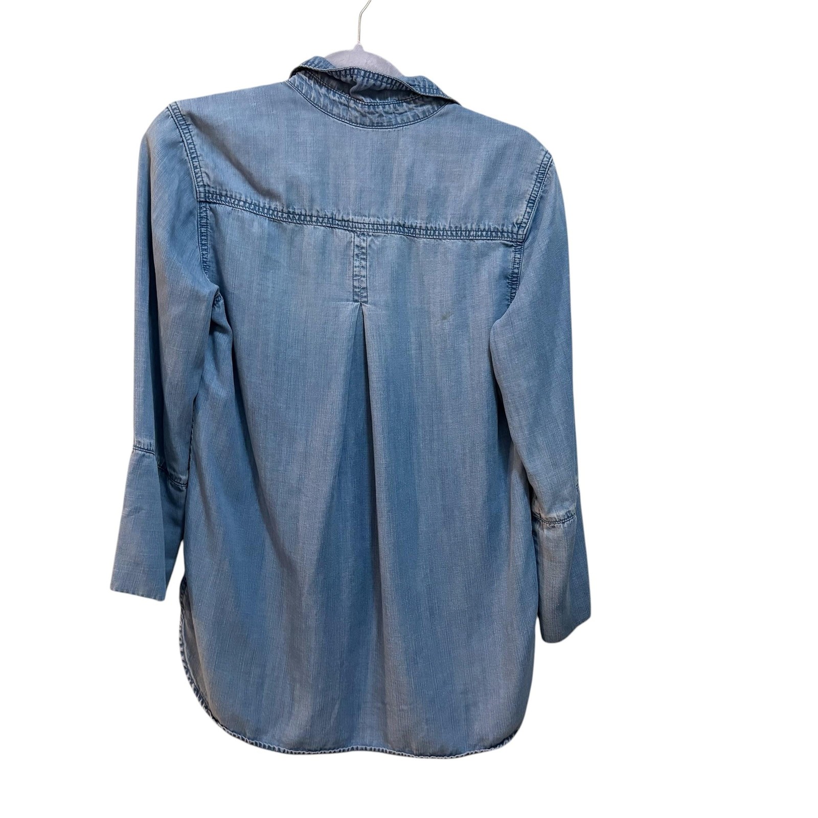 Bella Dahl Tunic Shirt Womens Small Blue Chambray Button Front Long Sleeve Top