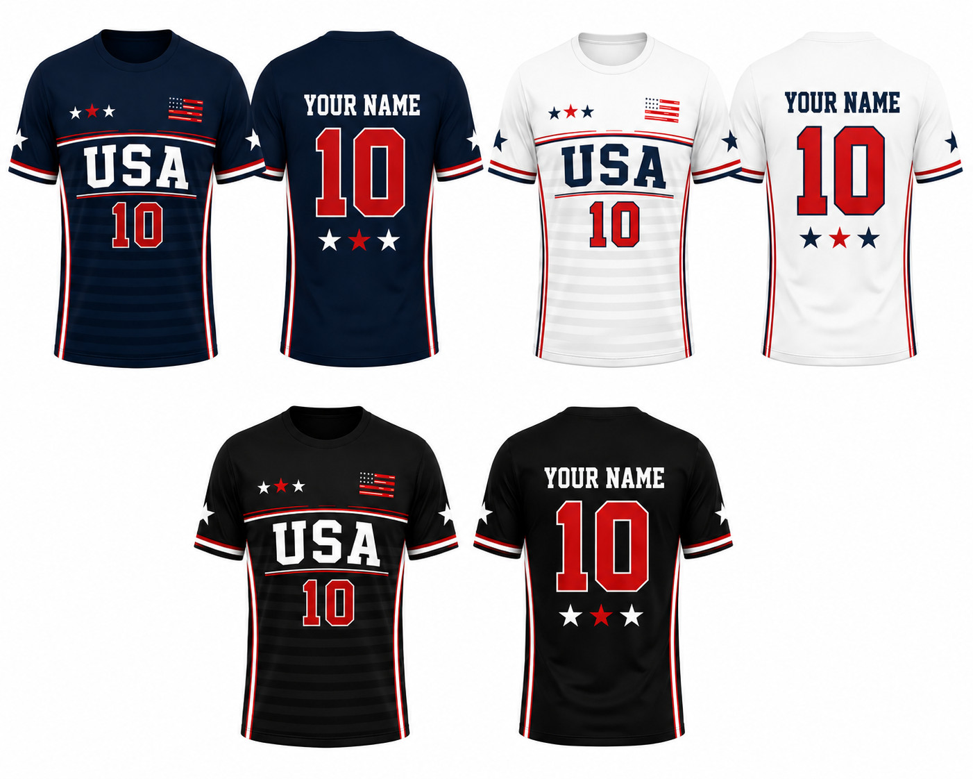 Custom USA Soccer Shirt Personalized Name Number Black Sports Gift