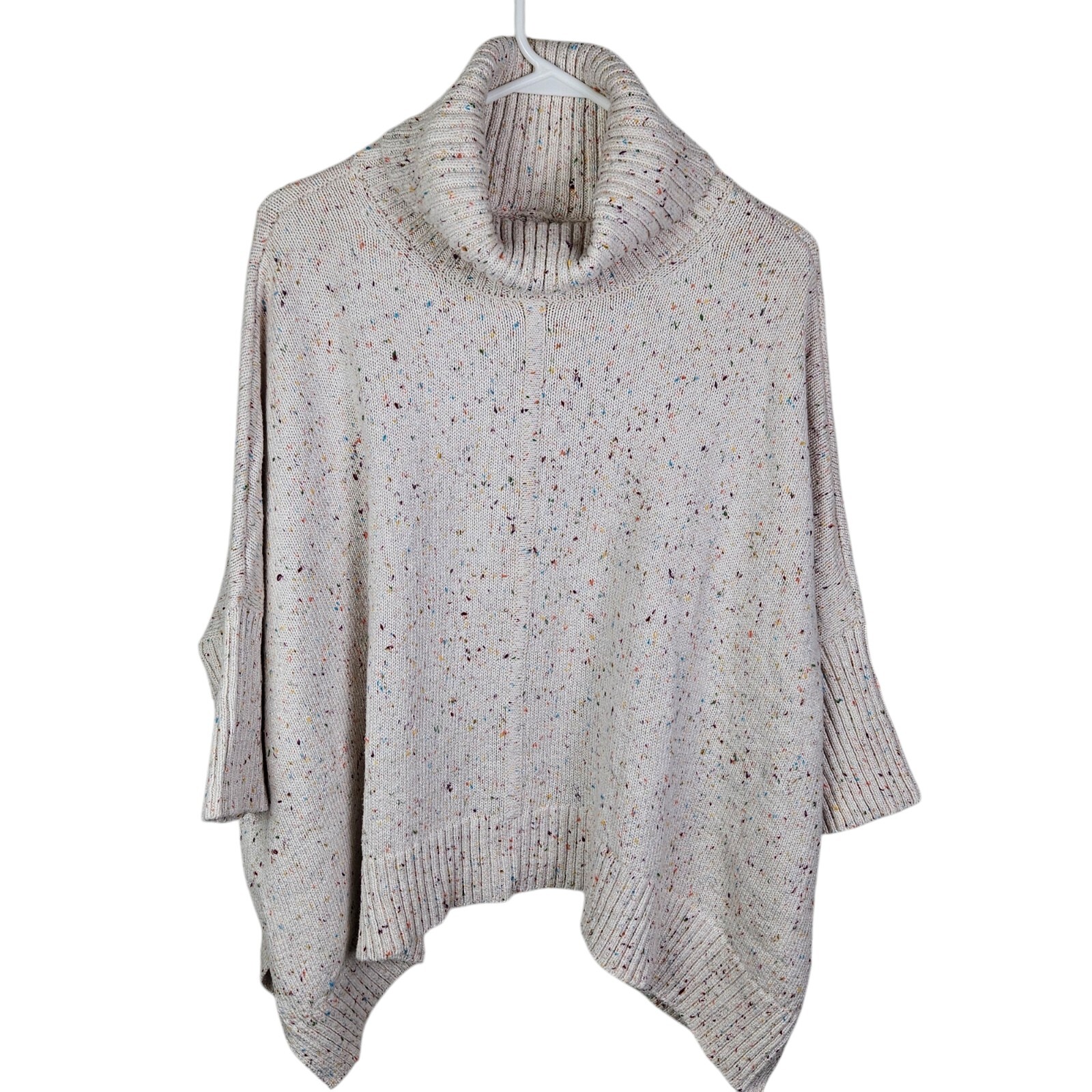 Loft Ivory Multicolor Speckle Oversize Cowl Neck Sweater Dolman Sleeve Small
