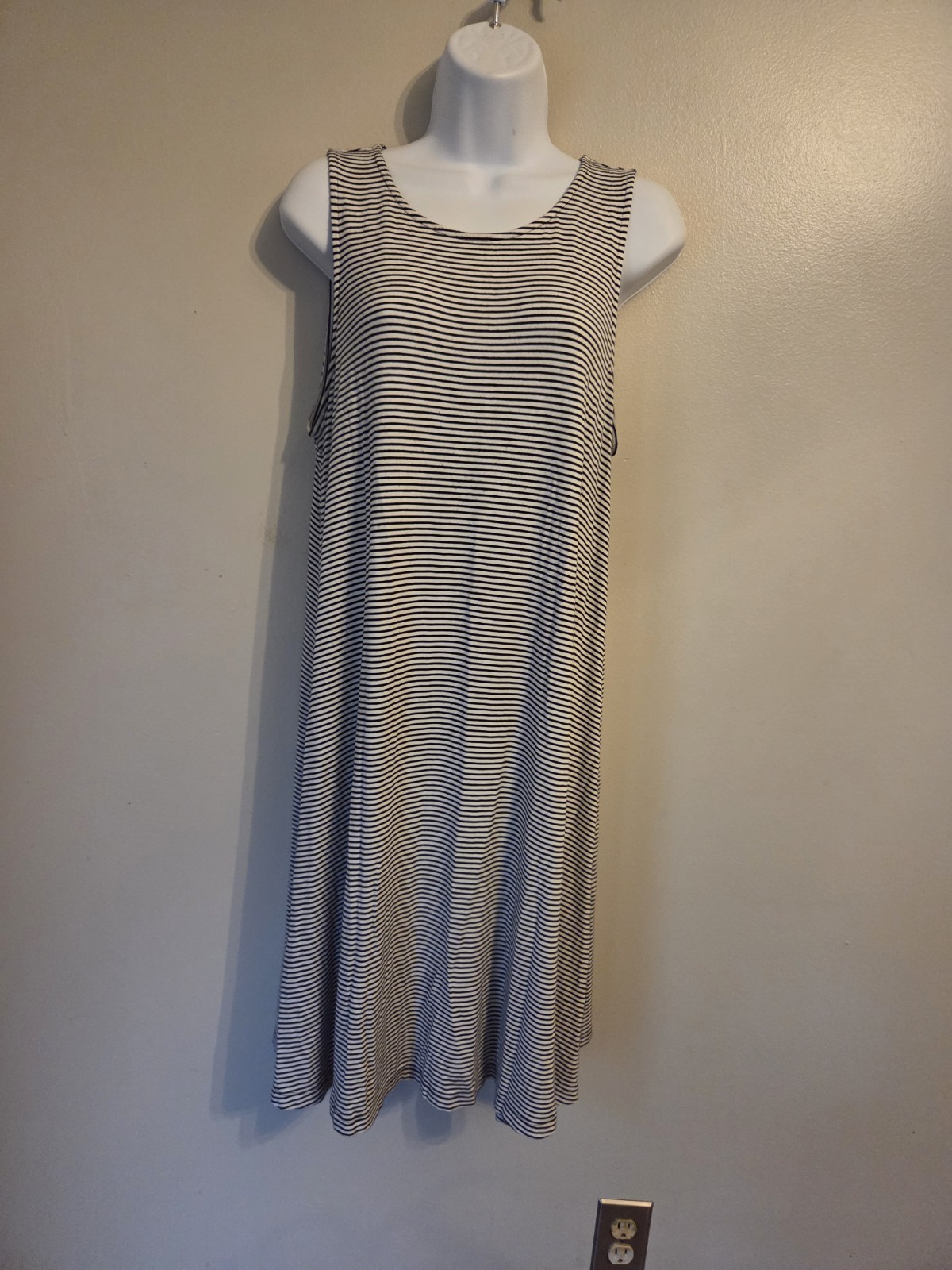 Old Navy Gray Black Stripe Sleeveless Casual Dress Womens L