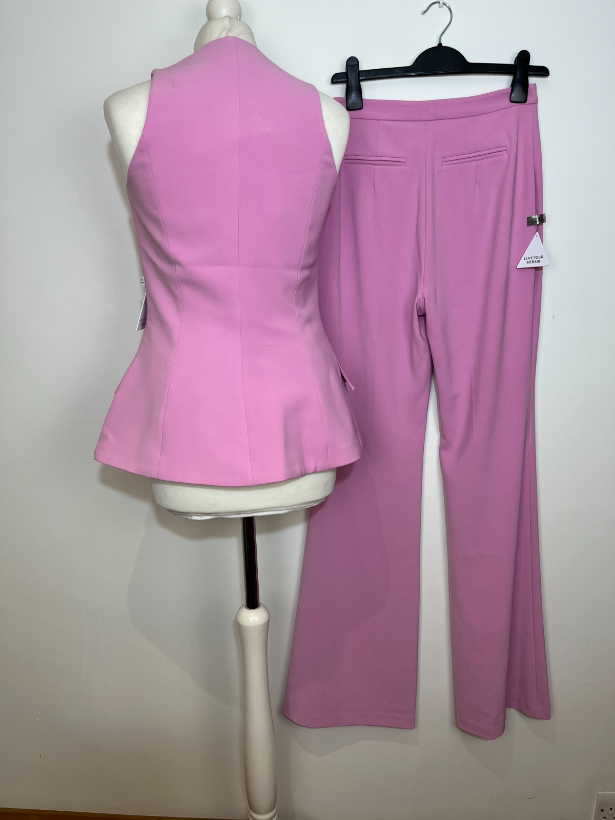 NADINE MERABI Zoe Waistcoat & Charlotte Trousers, Pink SMALL UK8 EU36 US4 RP£500