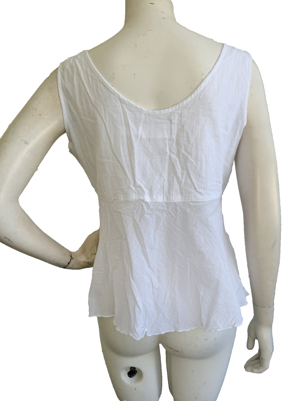 JAMS WORLD Voile Tank Top White 100% Cotton Hawaiian Aloha V-Neck NEW Size XL
