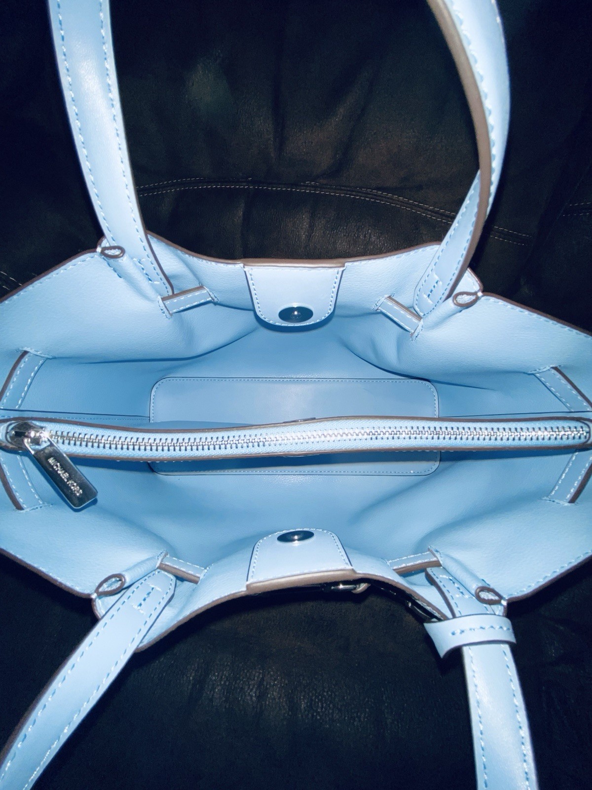 AUTHENTIC Michael Kors Light Blue Satchel Handle w/Detachable Strap & Coin Purse