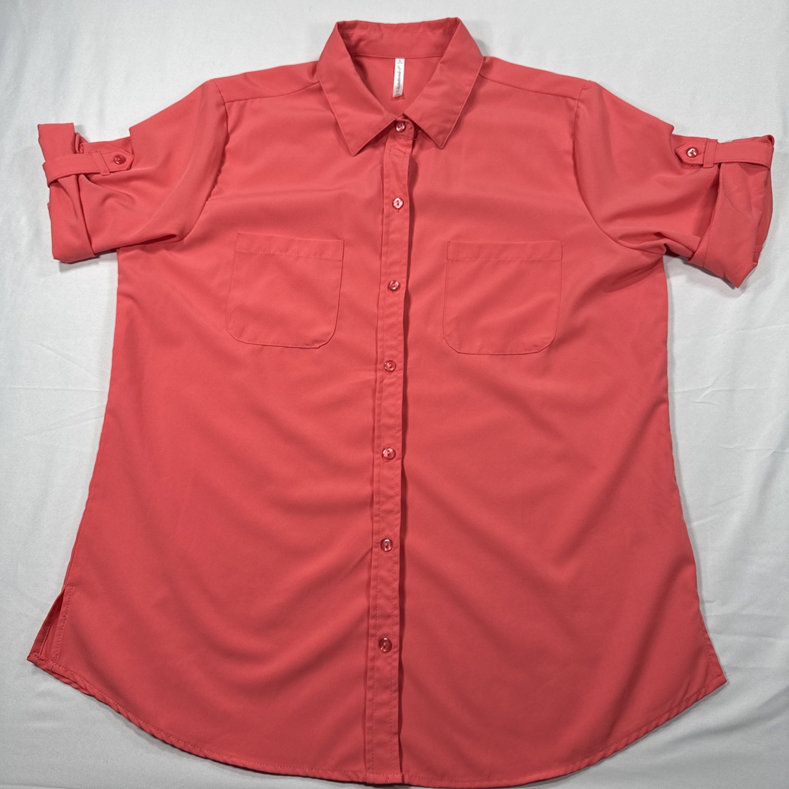 Passports Women’s Button Up Shirt Blouse Peach Pink Size L