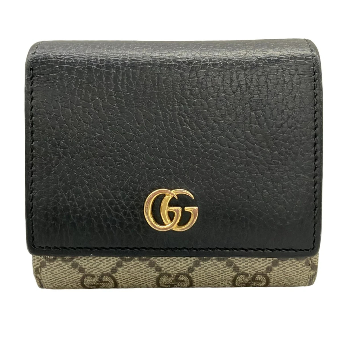 GUCCI GG Marmont/GG Plus/GG Supreme 598587 Black Beige Khaki PVC Leather