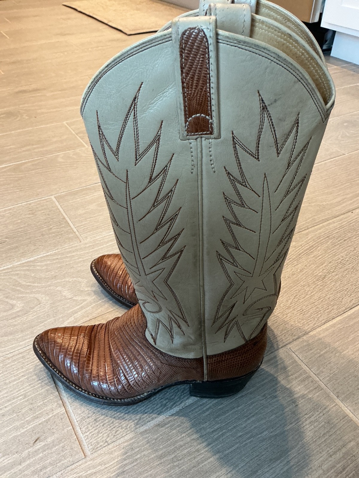 Dan Post Beige Brown Lizard Western Cowgirl Boots 4248 Sz 5.5D