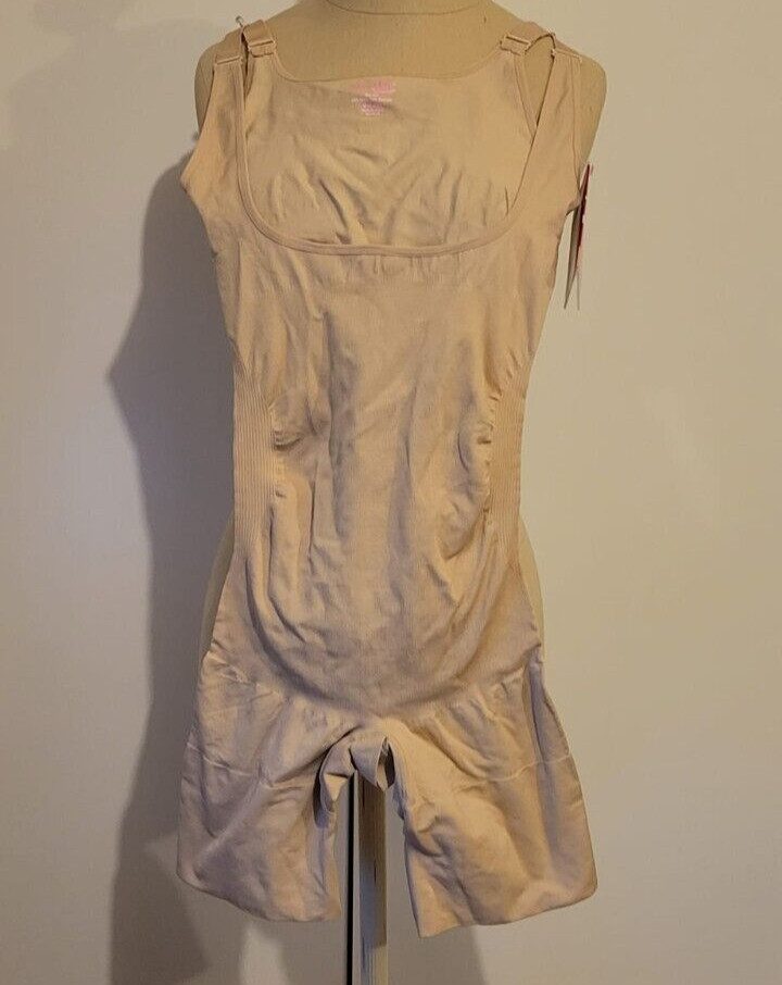 Braless Bodysuit MeMoi SlimMe Thigh Stomach Butt Shaping XL Beige New Tags