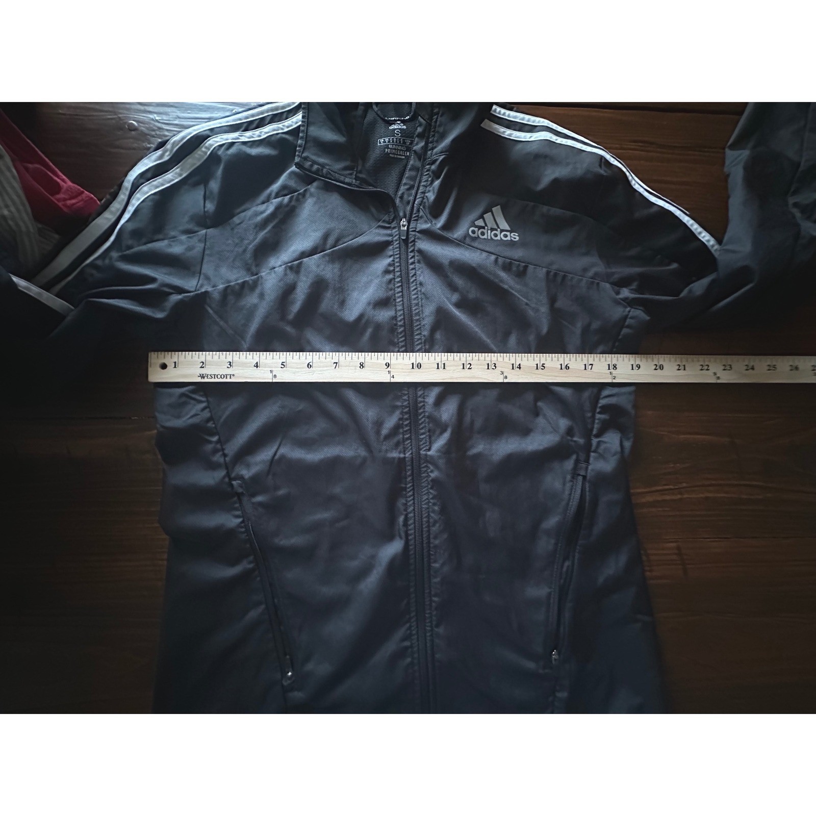 Adidas Primegreen Running Jacket Womens Small Black Zip 3-Stripe Windbreaker