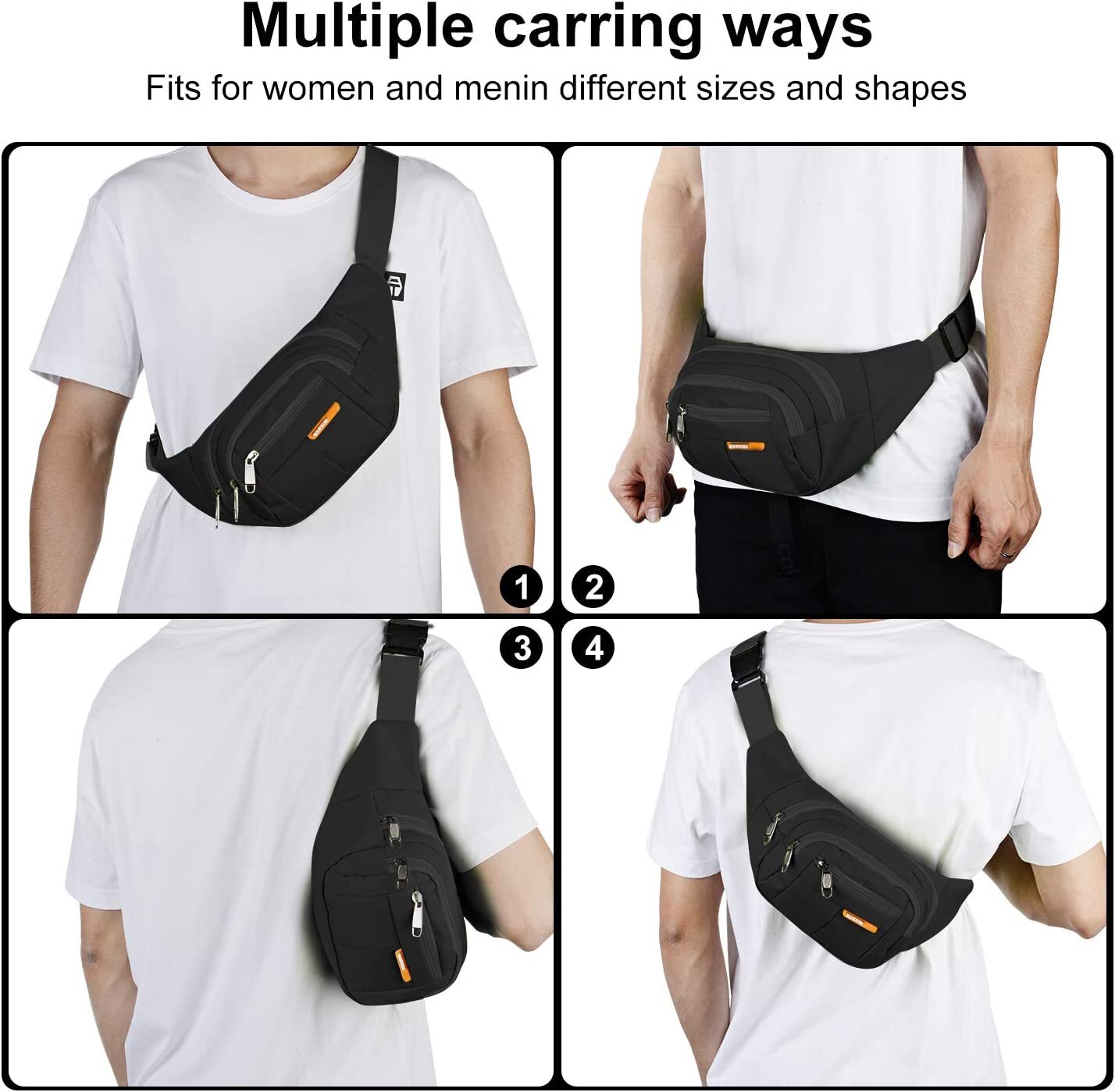 Waist Bag Fanny Pack for Men Women Hip Belt Bum Pouch Sport Travel Purse Unisex