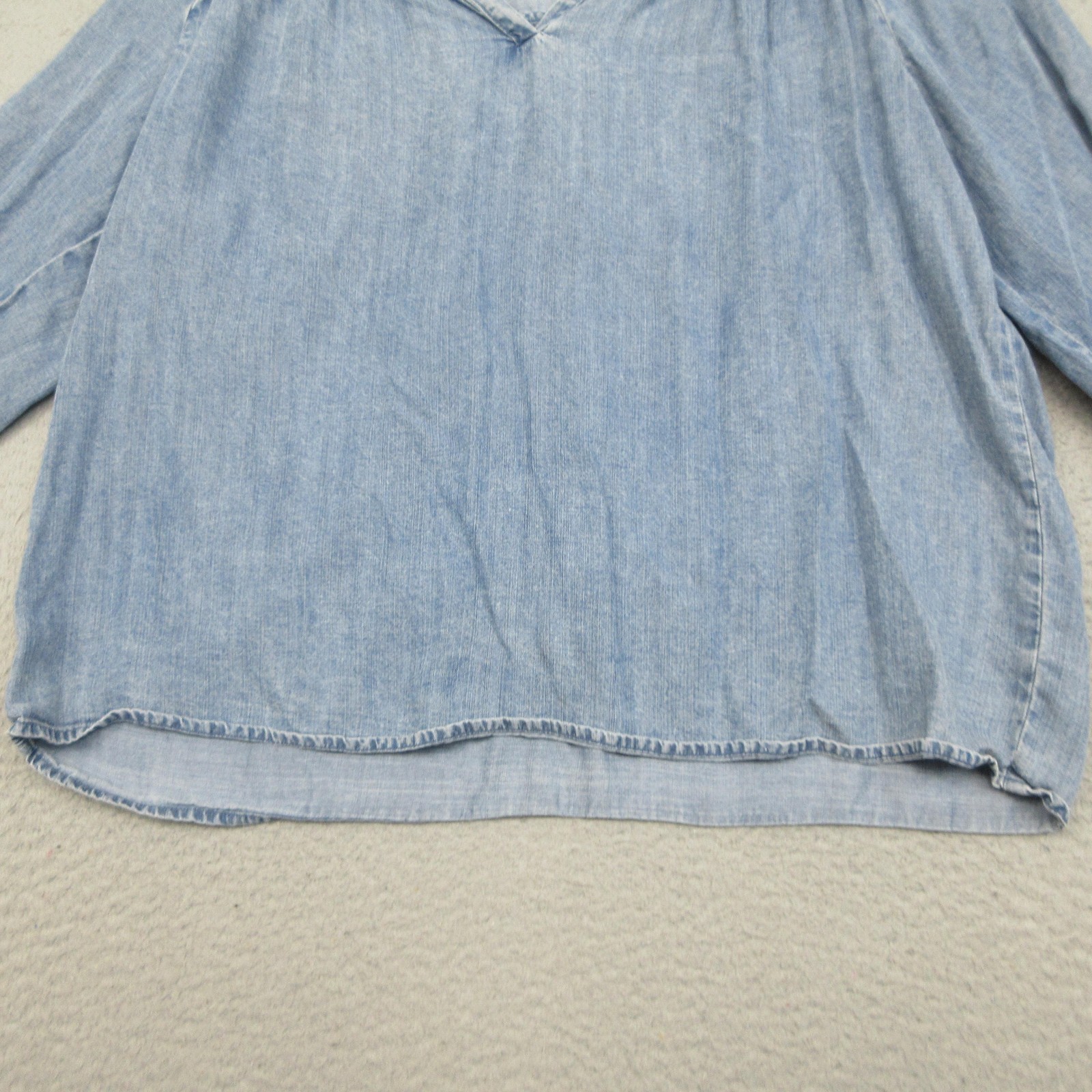 Splendid Chambray Lyocell Shirt Women M Blue Popover Peasant Boho Coastal Casual