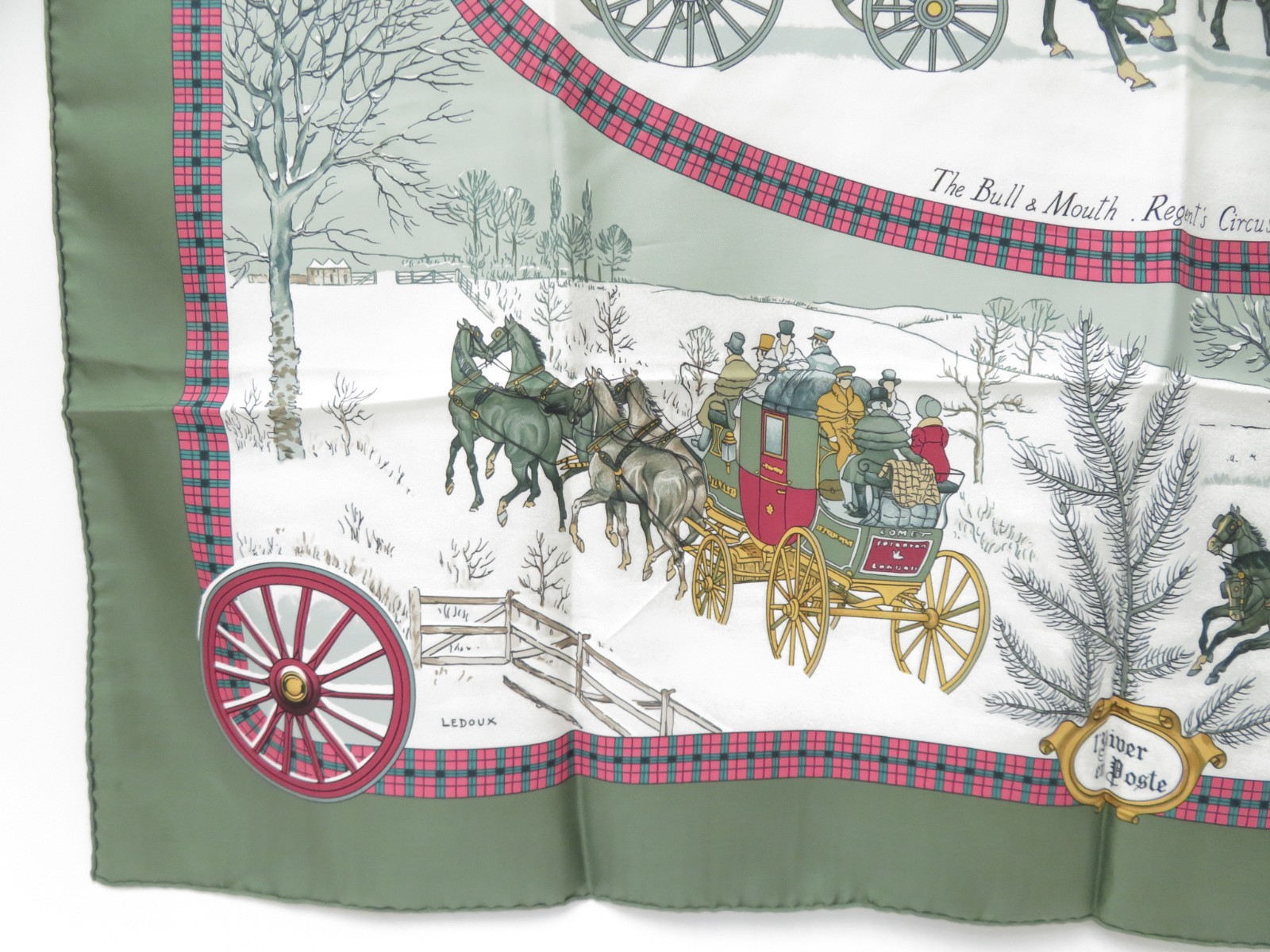 Authentic HERMES Silk Scarf Carre 90 “L’Hiver en Poste” F#53197