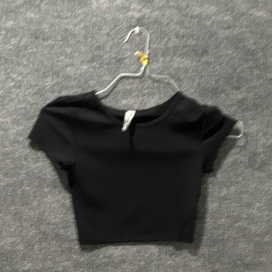 Aerie Black Solid Cropped Short Sleeve Pullover T-Shirt Maternity XS